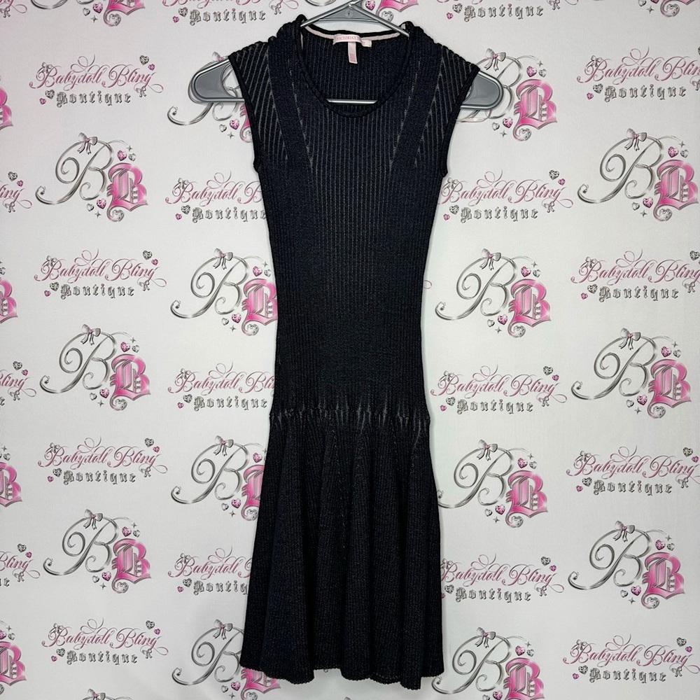 Victoria secret dress black grey stretchy ribbed tiered ruffle bottom *flaws*